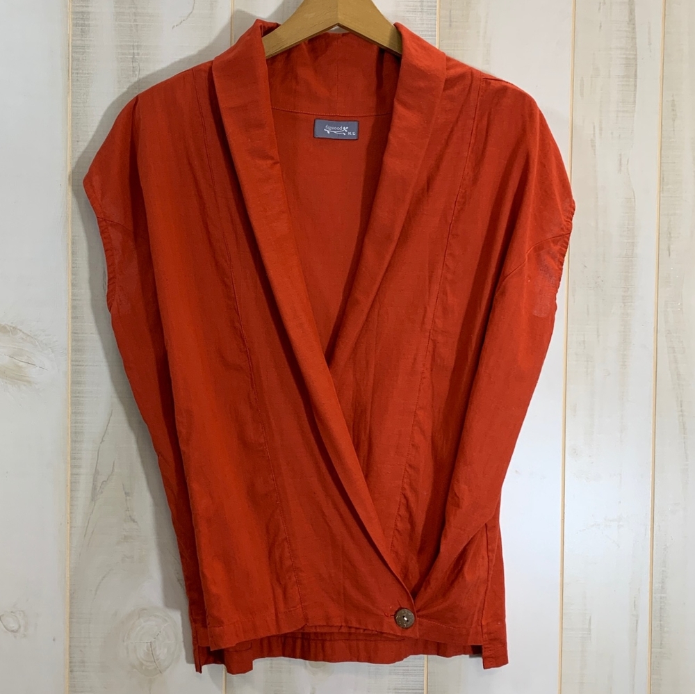 Anthropologie Vibrant Orange Wrap Blouse